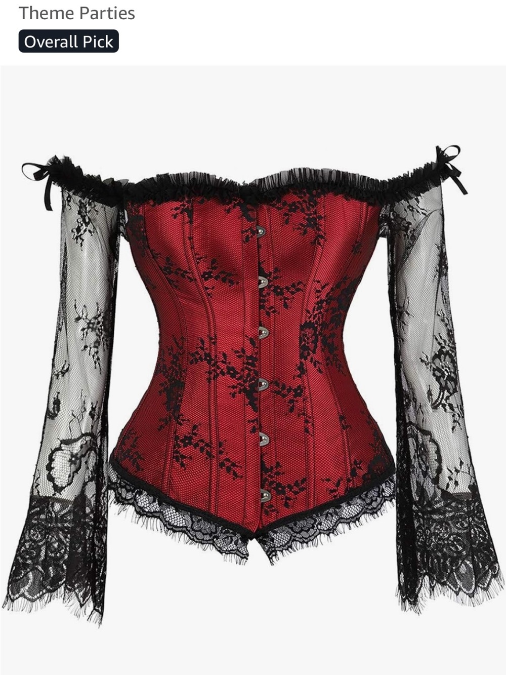 Red Satin Lace Off-Shoulder Corset Top